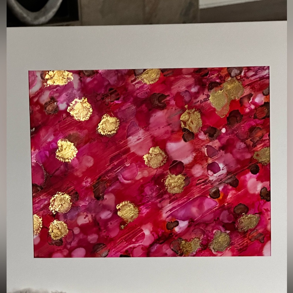 Hand Crafted shades of Pink and Gold Abstract Painting